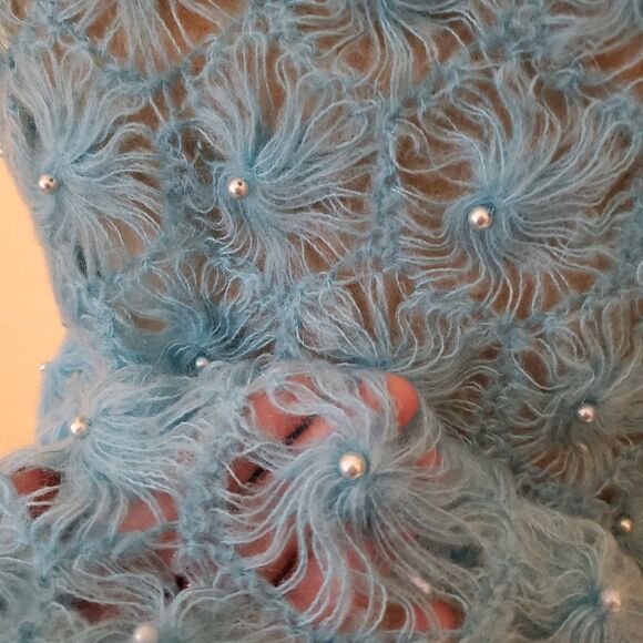 Vintage 60s sleeveless blue knit top small - Picture 10 of 10